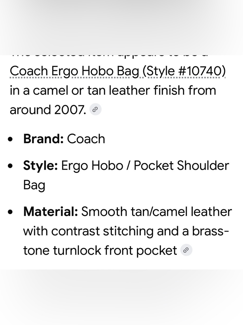 Coach Ergo Hobo Bag (Style #10740) in a camel/tan leather finish around 2007 - Picture 5 of 7